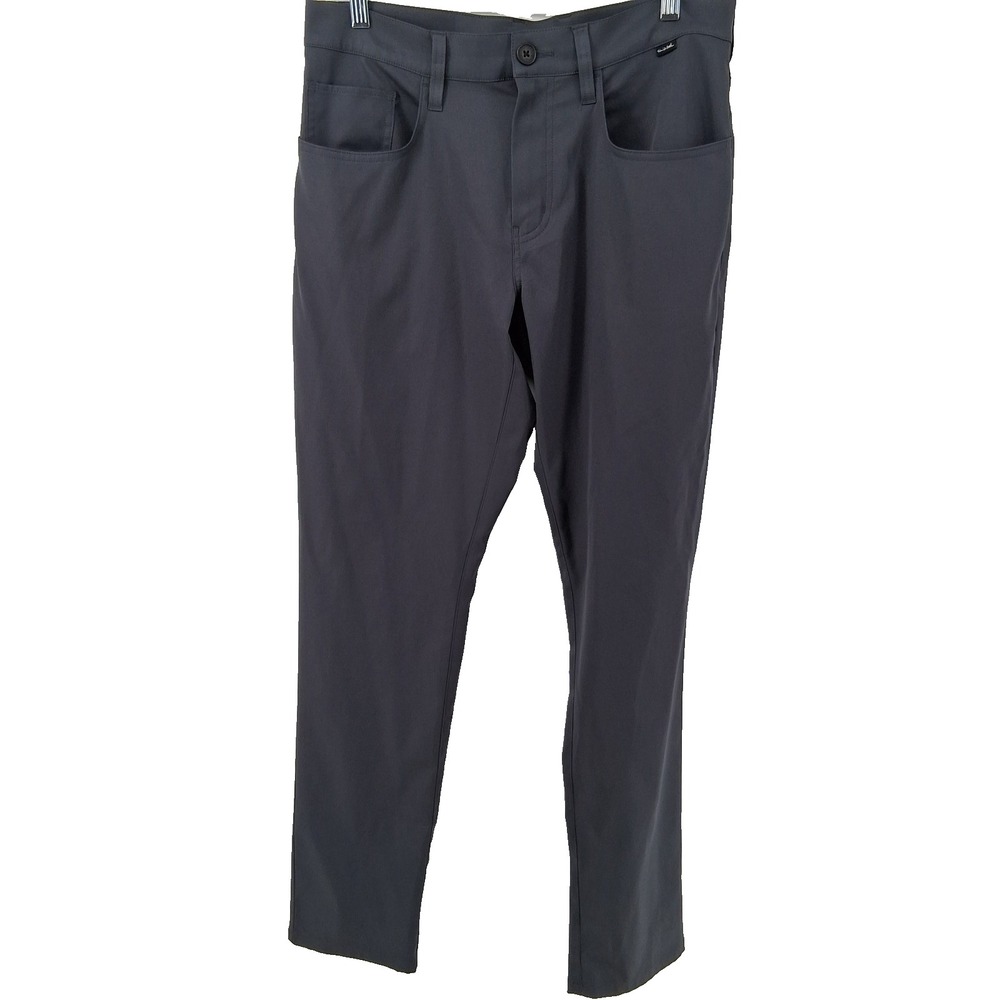 TravisMathew Pants Mens 32x30 Charcoal Gray Flat Front Solid Golf Chino